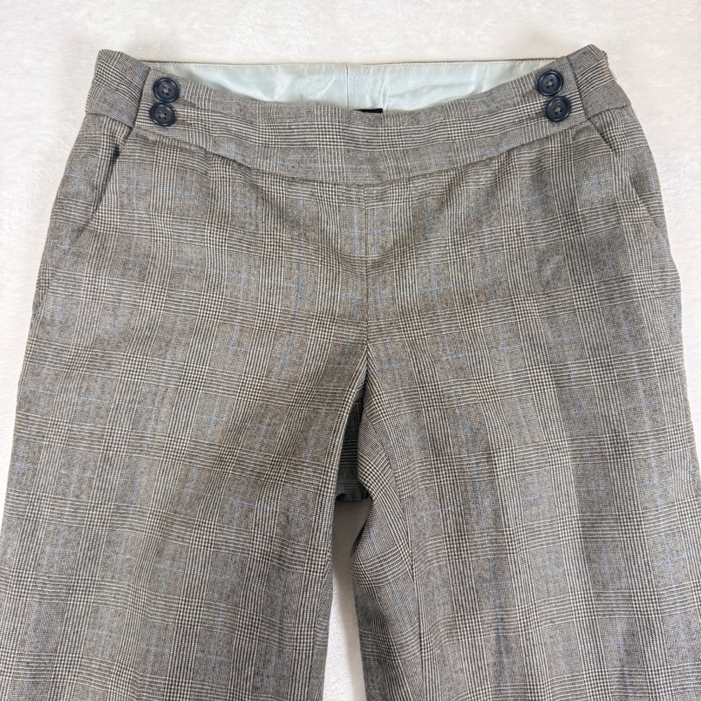 Vintage Banana Republic Brown Plaid Wool Wide Leg Lined Trousers Women's 6 - Picture 2 of 8